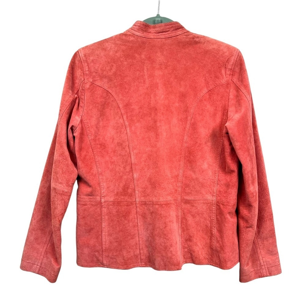 State Ments Womens Suede Jacket Mock Collar Button Up Pockets Lined Corral Sz M* - Picture 4 of 5